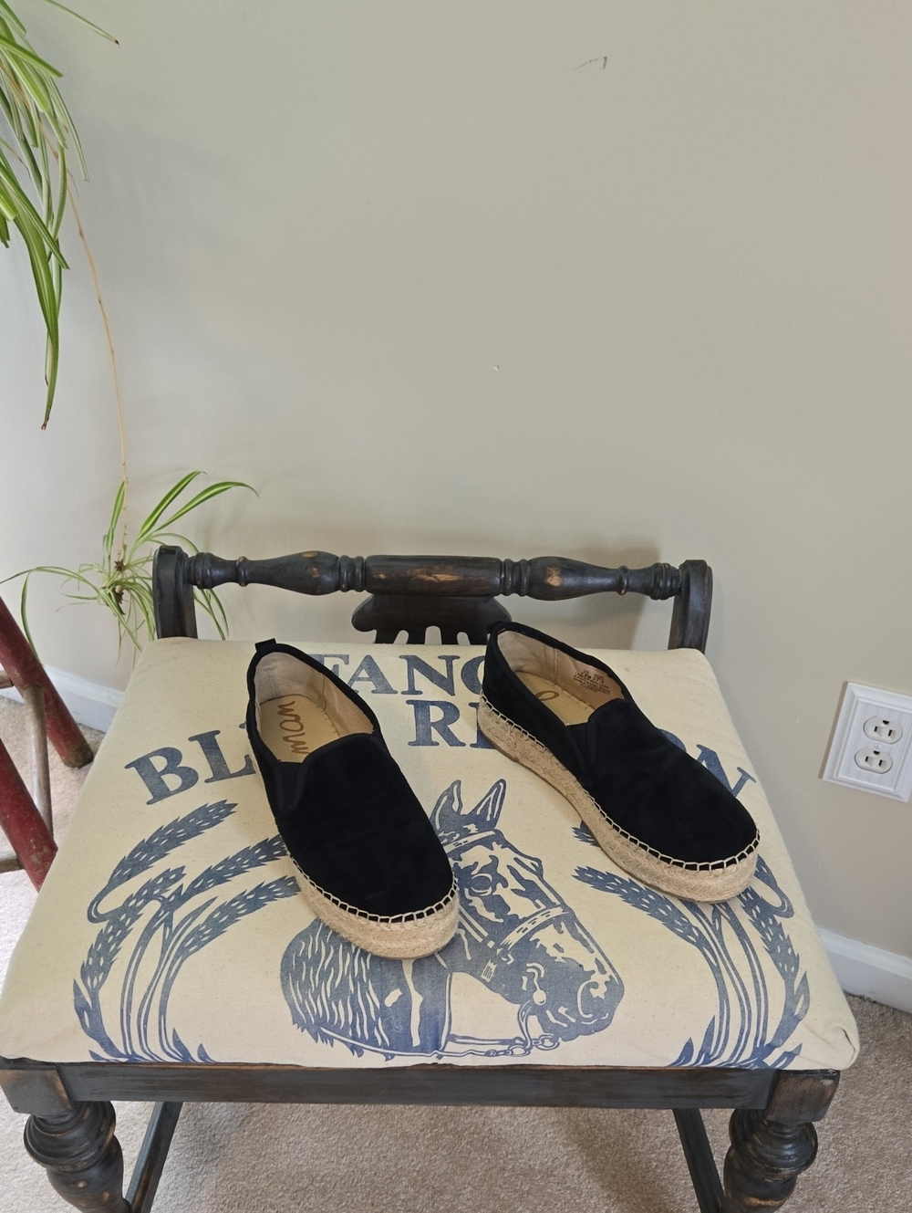 Sam Edelman Black Suede Espadrille Slip-Ons